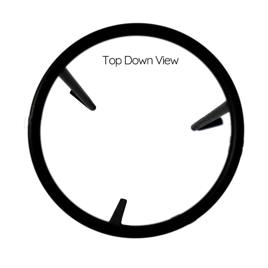 Top Down view of Art Glass Display Round Circle Drop Black Wrought Iron Stand 6 inch SKU 41103-RC6