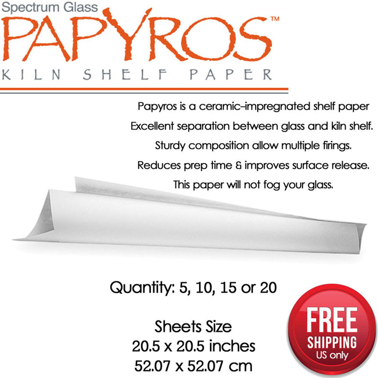 Papyros Shelf Paper 5, 10 or 20 Sheets. Each is 20.5 inch square 