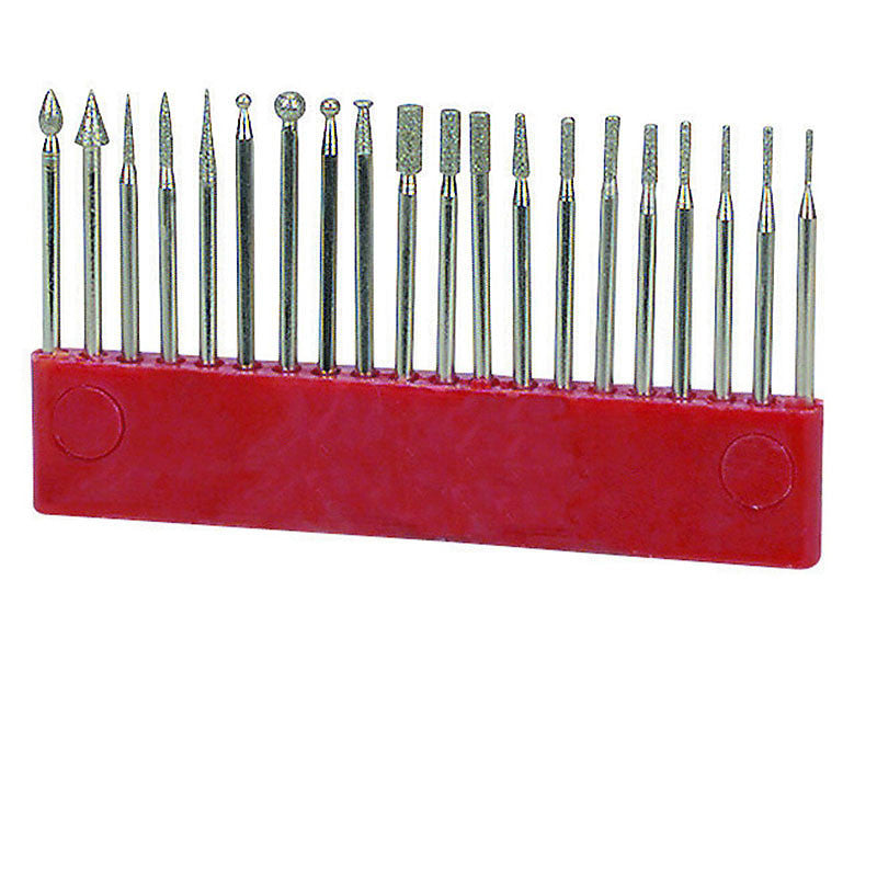 Glass Tool - Glass Engraving Diamond Drill Bit - Rotary Bit Set of 20 Tip styles! (For 1/8 inch Shank)