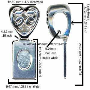 Glue on Bail for Fused Glass Jewelry Sterling Silver Plated Heart