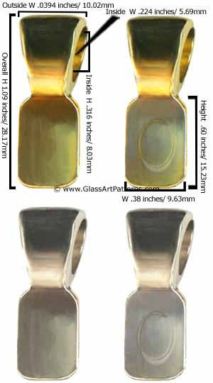 Glue on Bail for Fused Glass Jewelry Gold or Sterling Silver Plated Smooth