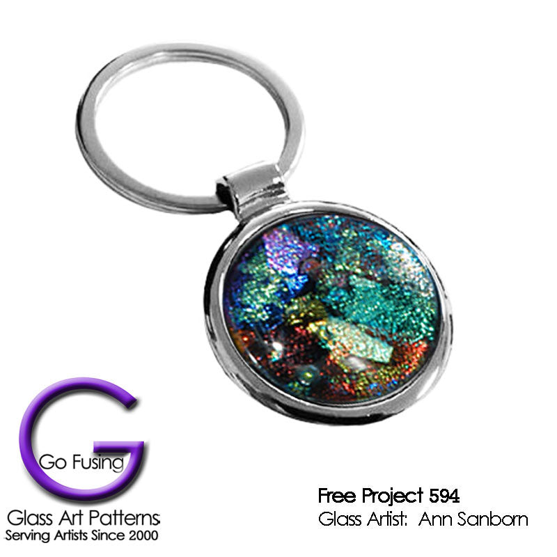 Dichroic Glass Round Keyring Gift Project 594 by Glass Artist Ann Sanborn