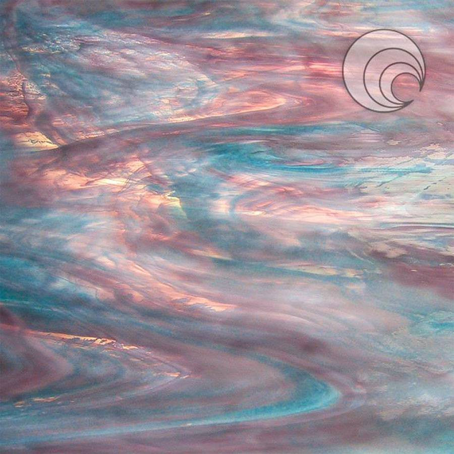 Corsica Texture on Backside of Aqual Rose Opal Semi-Translucent Glass COE96 SKU # 6034-83CC-F