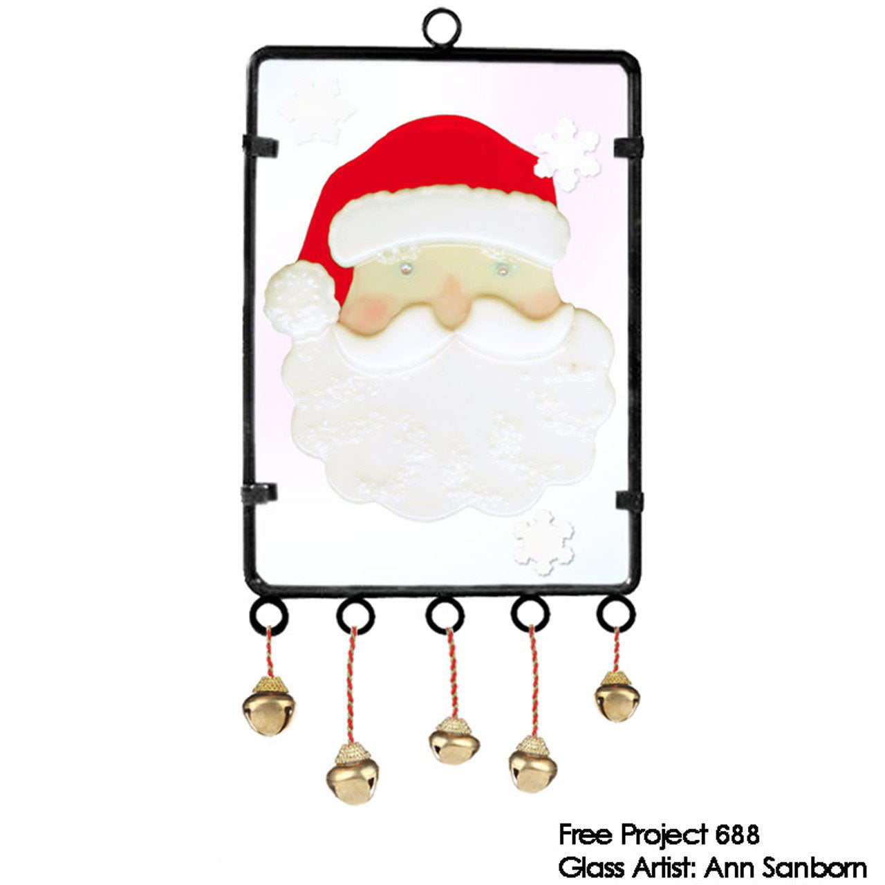 Project  # 688 is Santa in the Art Glass Display Hanger Wrought Iron Wind Chime Frame (41103)