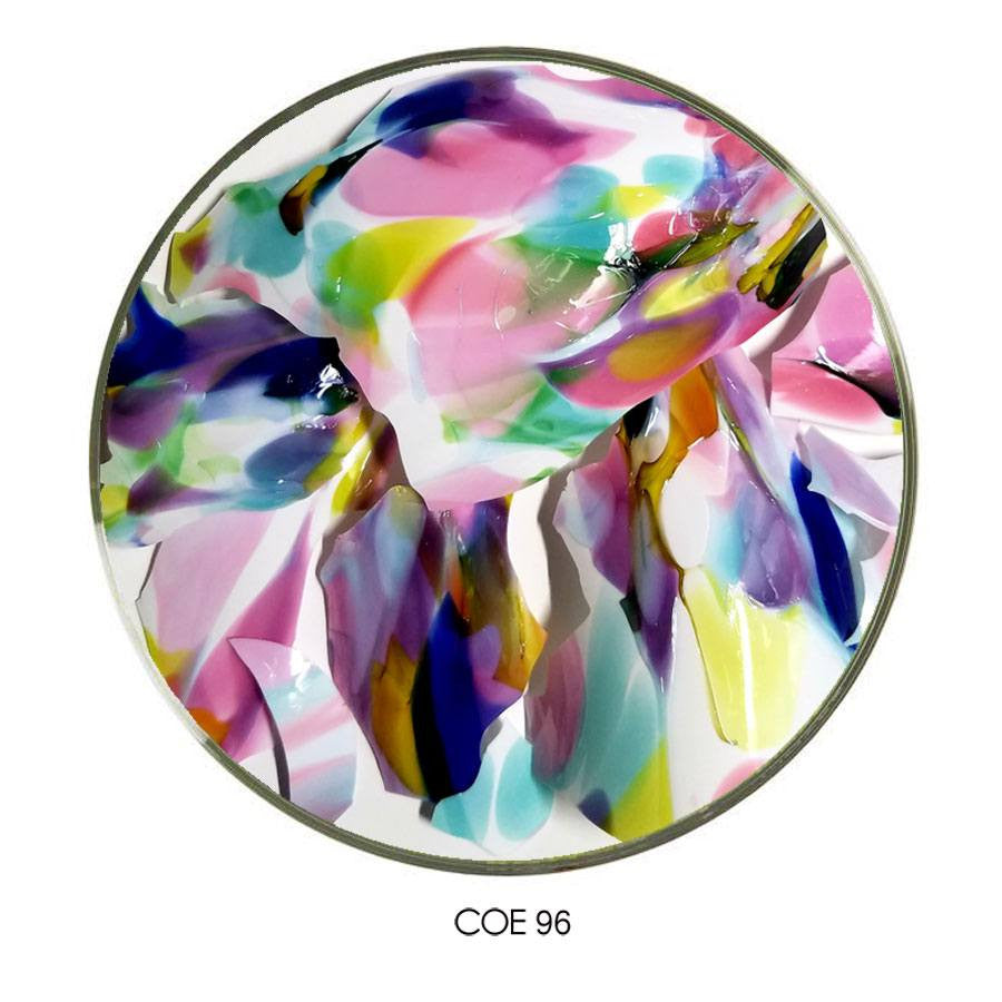 Carnival Confetti Glass Multi-Mix Shards on White COE96 , SKU 96-31-Multi-Mix-W