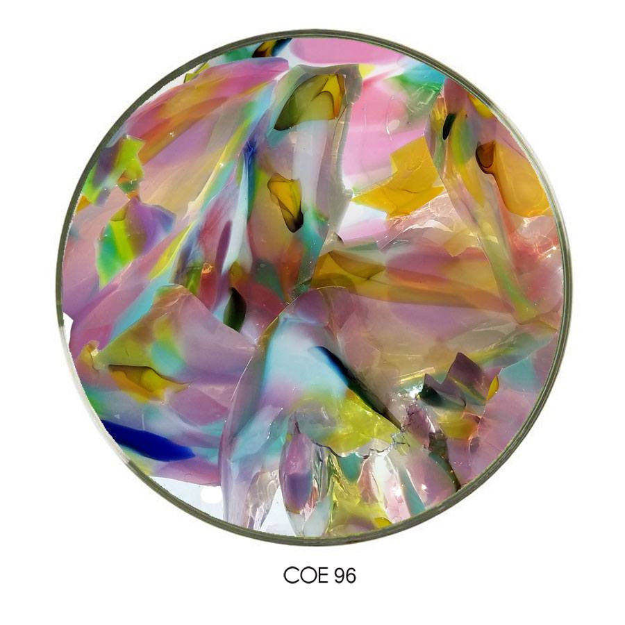 Carnival Confetti Glass Multi-Mix Shards on Clear COE96 , SKU 96-32-Multi-Mix-C