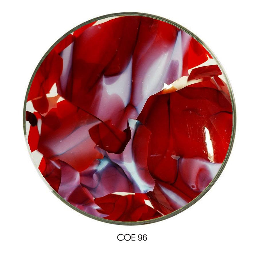 Valentine Confetti Glass Multi-Mix Shards on Red COE96, all opalescent glass colors: Red, Pink and Purple