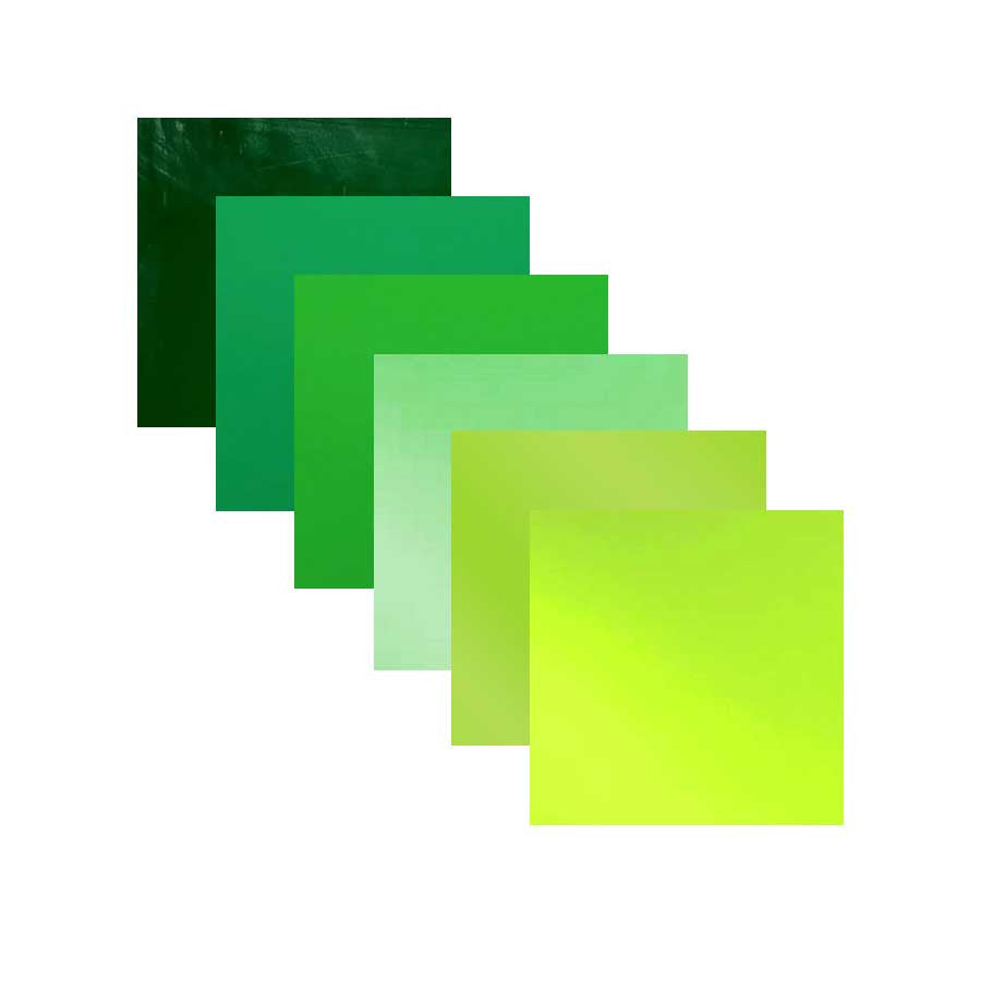  96-COE Glass Pack Green Opal Mix Precut Sheet Glass 2 Sizes (96-Green-Opal-Mix-Pack)