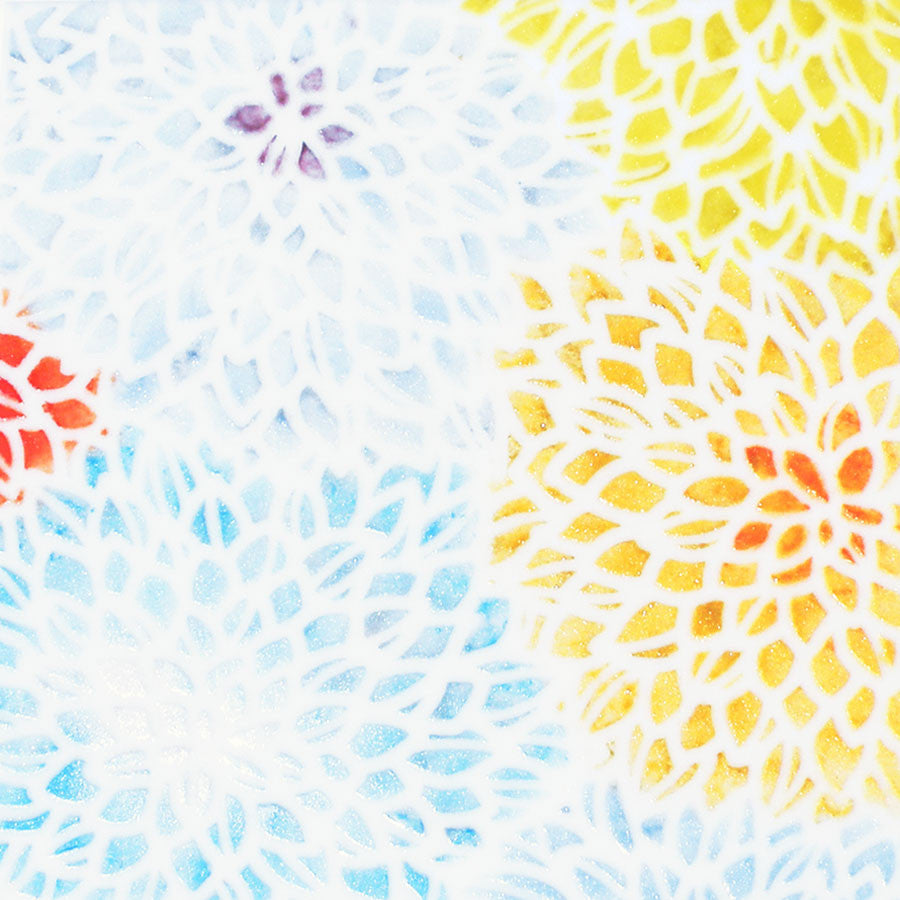 Example 2 Stencil Chrysanthemum Flower Pattern Powder Specialty Glass COE96, SKU 96-Chrysanthemum-Pattern