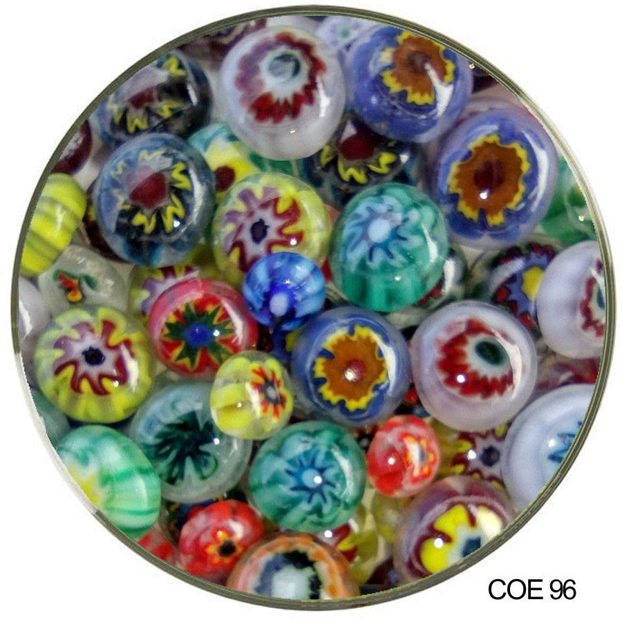 Millefiori Multi Color Flower Fused Glass Pebbles COE96 (96450)