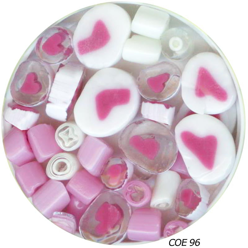 Murrini Millefiori Sliced Pink Hearts Fusible COE96
