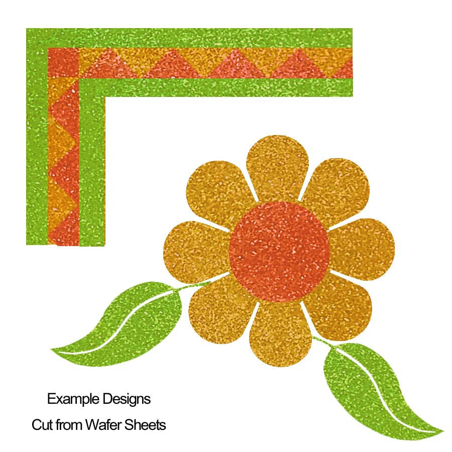 Example Cut Out of Powder Glass Wafer Sheet Create Boarders, flowers and leaves easily with scissors