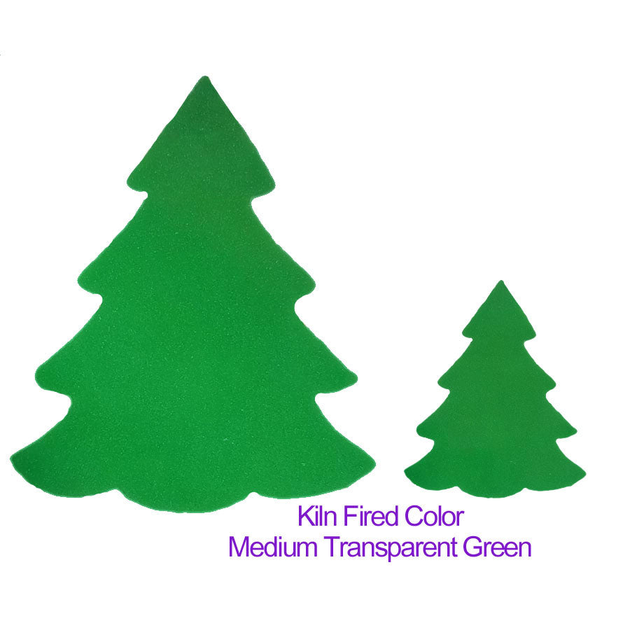 Kiln Fired COE96 Precut Glass Christmas Tree Wafer Green Transparent