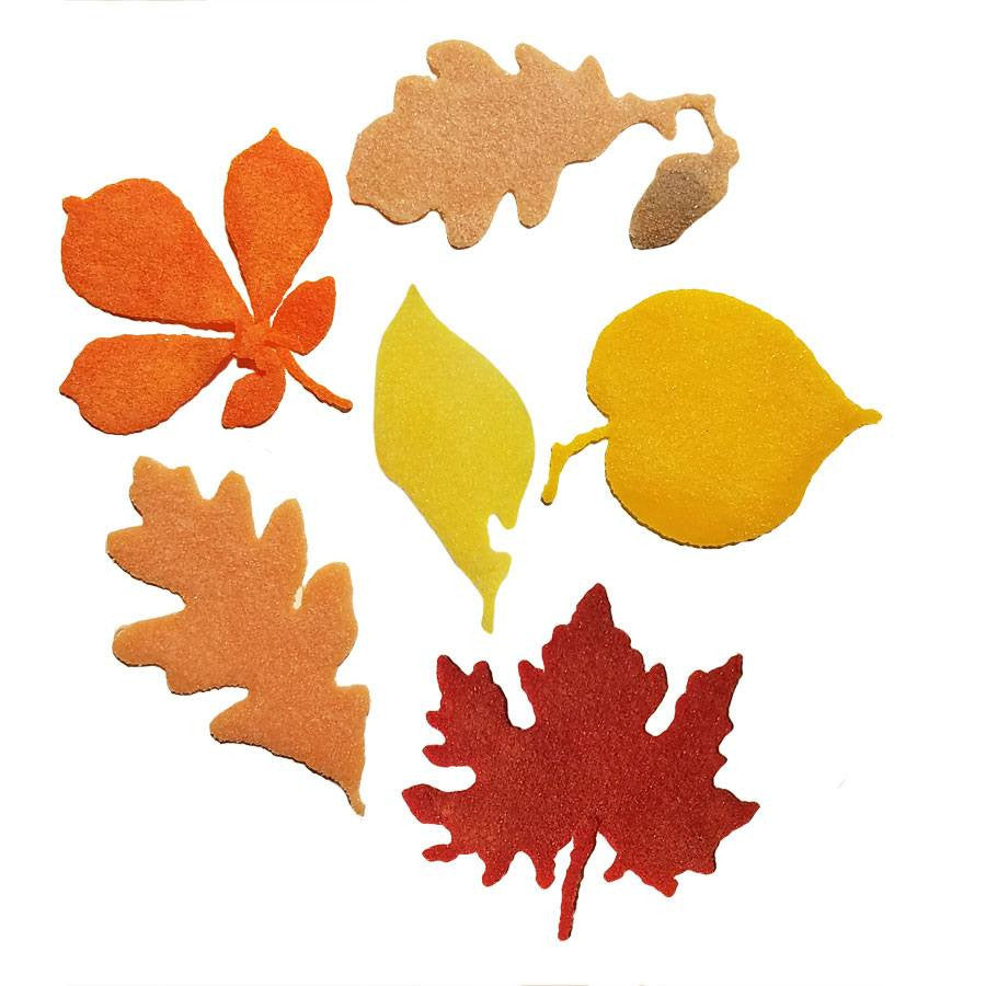 COE96 Precut Glass Fall Leaves Wafer Variety Set is 6 different leaves in 6 different fall colors