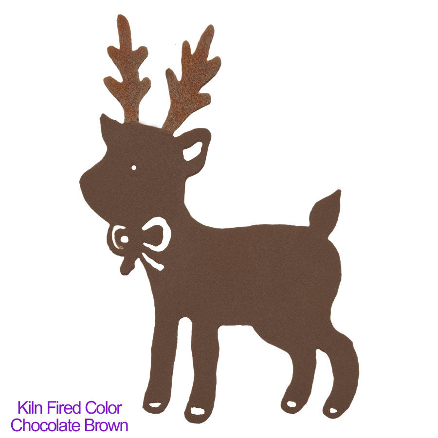 Kiln Fired glass fuses into a Chocolate Brown Precut Glass Baby Rudolph Reindeer 