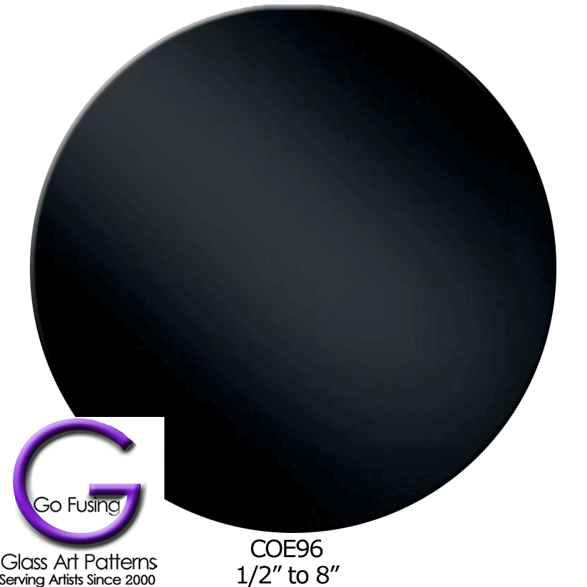 COE96 Precut Fusible Glass Circles - Black Opalescent Sizes