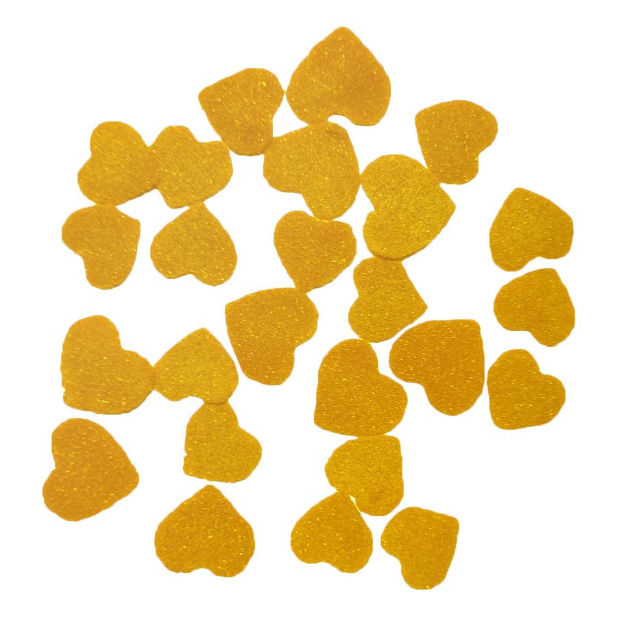 96 COE Glass Shape Traditional Heart Confetti Wafer Gold Pearlescent
