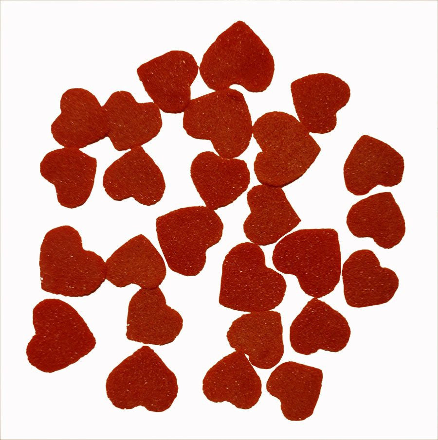 96 COE Glass Shape Traditional Heart Confetti Wafer Red Opalescent