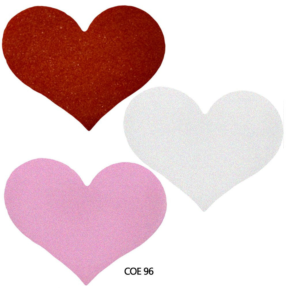COE96 Glass Shape Heart Inflated Wafer Pre-Cut Measurements in inches and mm