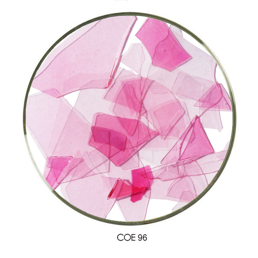 Confetti Glass Shards Gold Pink Transparent COE96, SKU 96907-CG