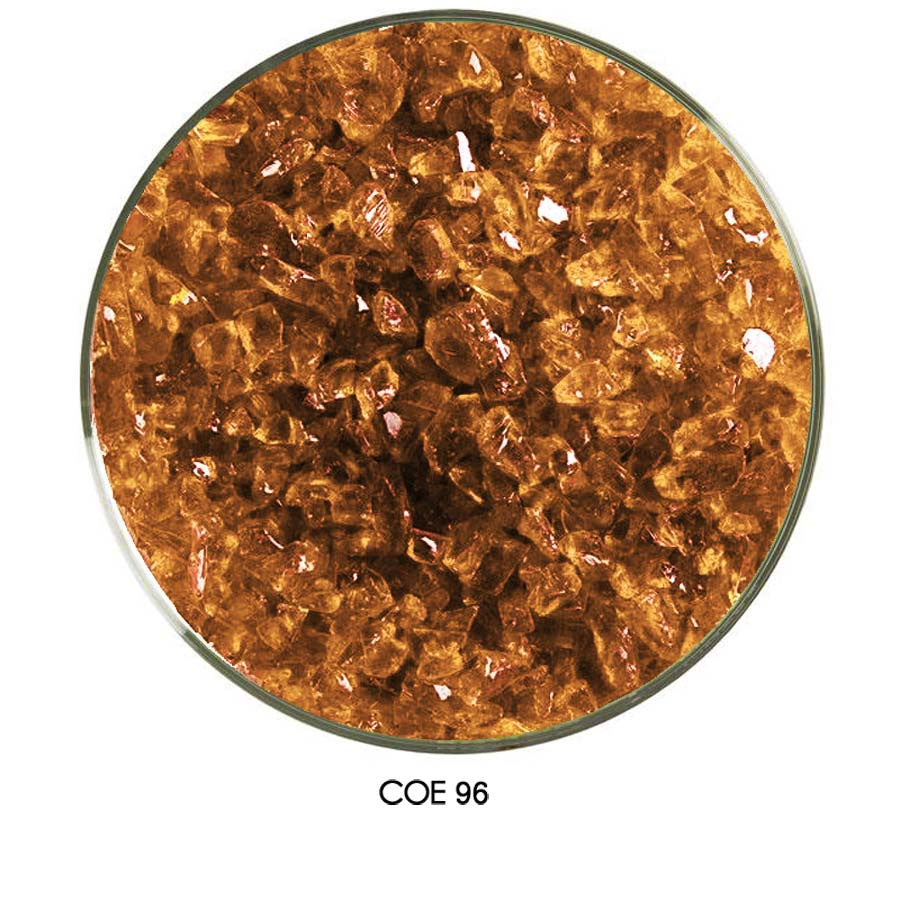 COE96 Glass Frit - Amber Medium Transparent in a medium Grain