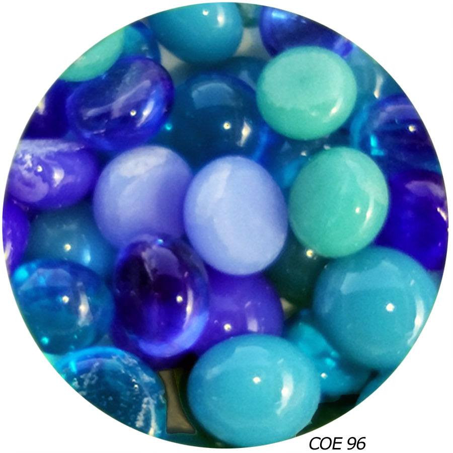COE 96 Fusible Glass Pebble - Multi-Color Blue Mix (96920-Pebble-Blue) 1/2"