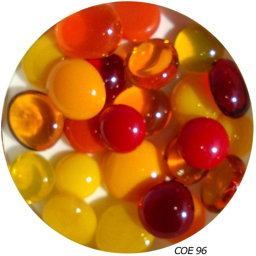COE 96 Fusible Glass Pebble - Multi-Color Hot Mix (96920-Pebble-Hot) 1/2"