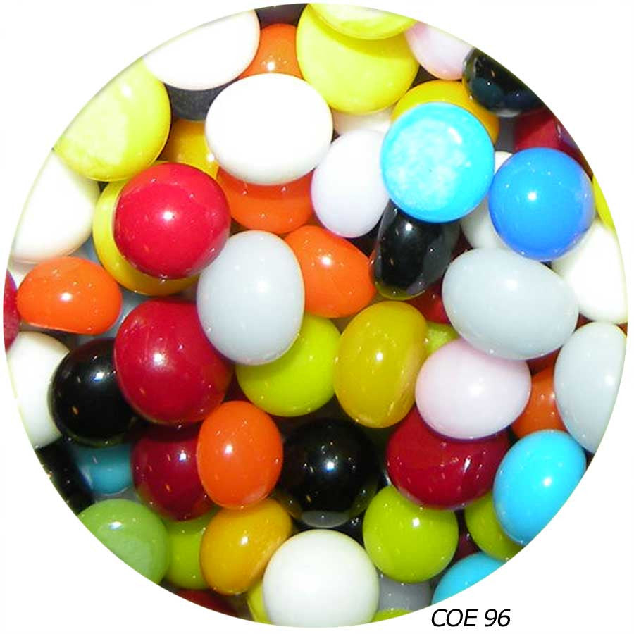 COE 96 Fusible Glass Pebbles Multi-Color Opaque Mix (96920-Pebbles)  1/4" and 1/2"