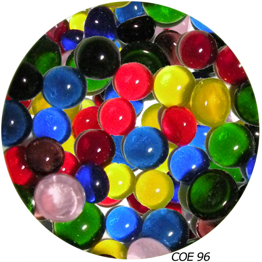 COE96 Fusible Glass Pebble - Multi-Color Mix Transparent (96920-Pebble)  1/4" or 1/2"