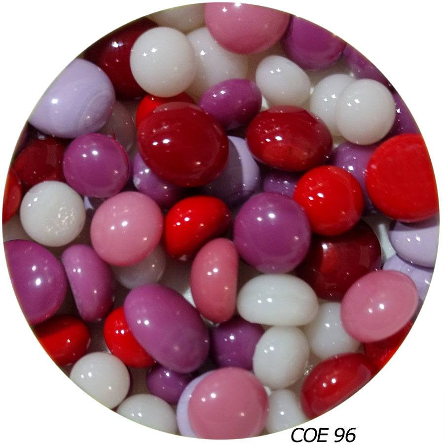COE96 Fusible Glass Pebble Polka Dot - Valentine Mix Opaque
