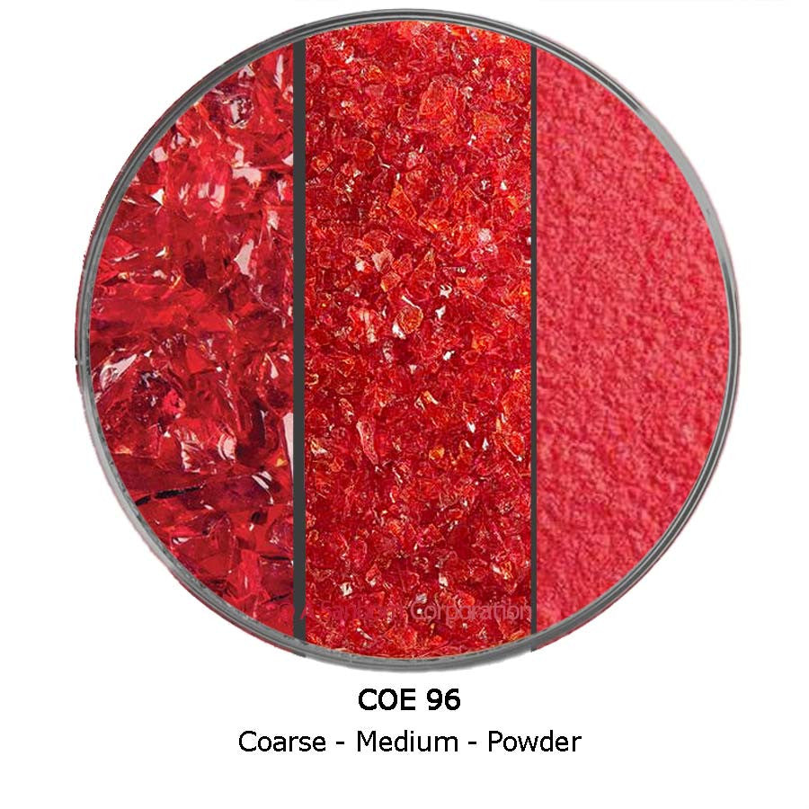 COE96 Glass Frit Cherry Red Transparent: F5-151-F Course, F3-151-F Medium, or F1-151-F Powder