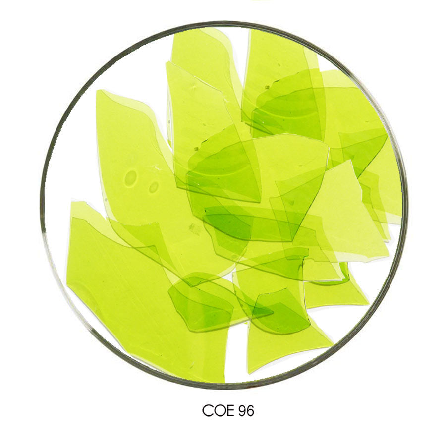Coloritz™ Confetti Glass Shards Lemongrass Green Transparent COE96, SKU 96924-CG
