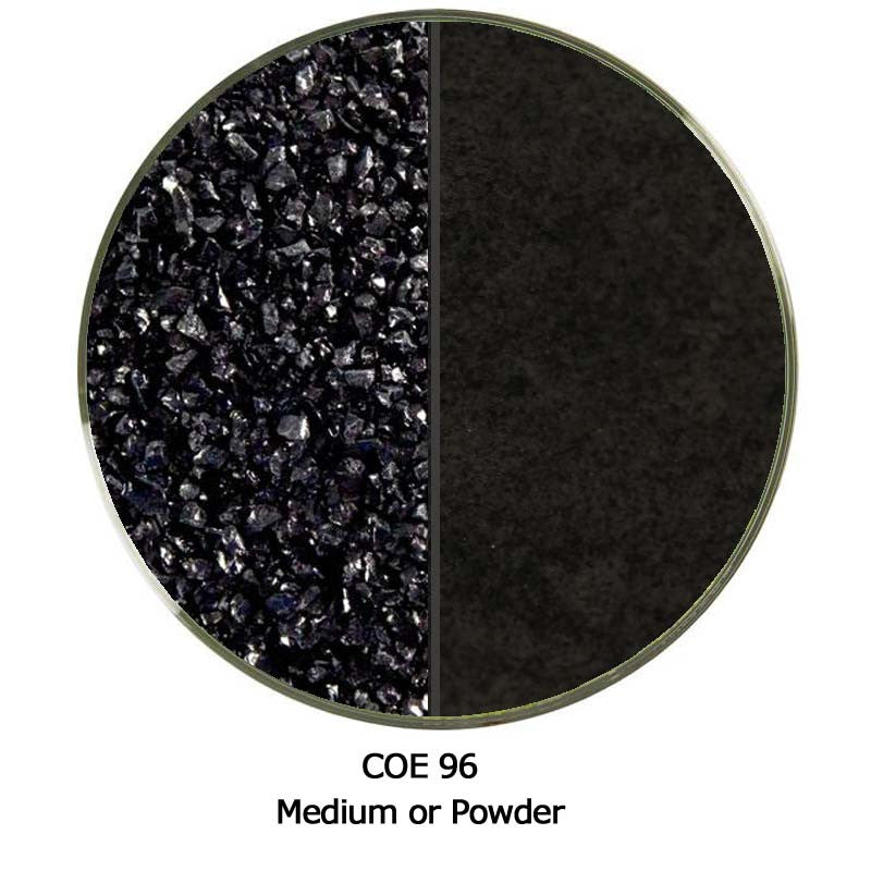 System 96 Glass Frit Black Opal Medium-Powder COE96,  F3-56-F or F1-56-F frit grain sizes.