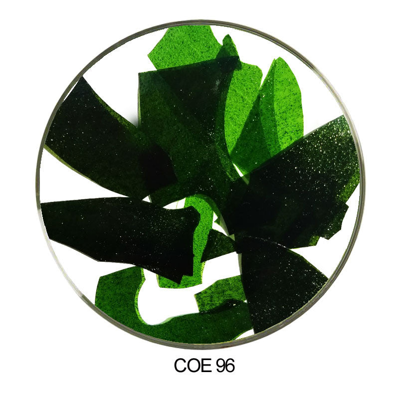 Comparing Light and Dark Green COE96 Confetti Glass Shards