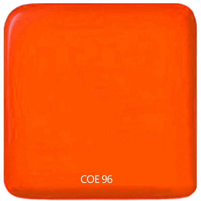 Kiln Fired Example of Spectrum Orange Transparent Sheet Glass COE96, 171SF