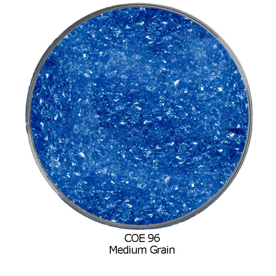 COE96 Light Blue Transparent Fusible Glass Frit Medium Grain, F1-132-96