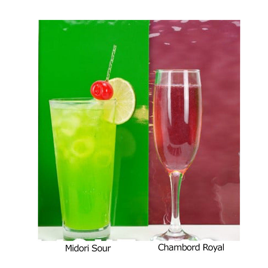 Chambord Royale and Mudri Green Happy Hour COE 96 Sheet Glass