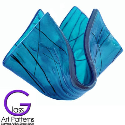 Free Glass Project Example: Fused Glass Drape Vase in Deep Blue Aqua Deep Precut Transparent Sheet Glass, COE 96!
