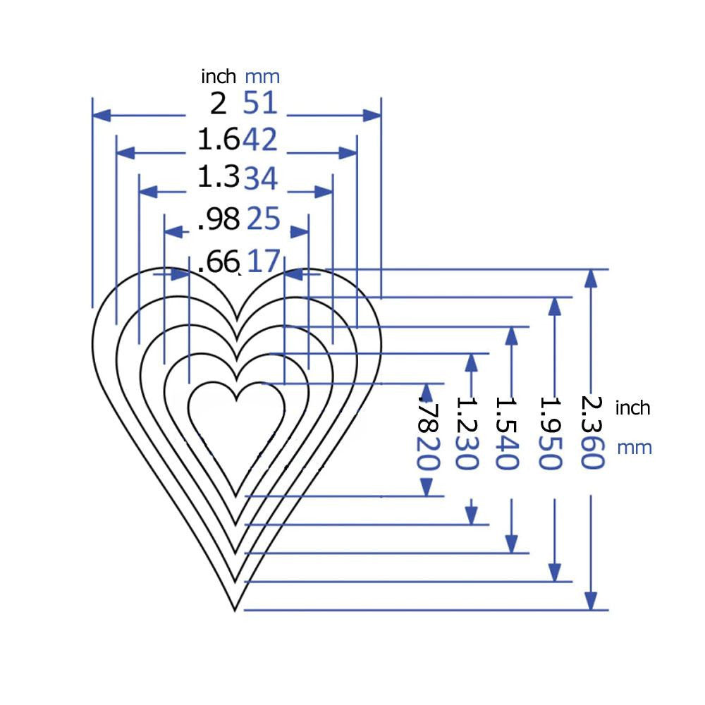 COE96 Glass Shape Heart Elongated Wafer Pre-Cut Measurements in inches and mm
