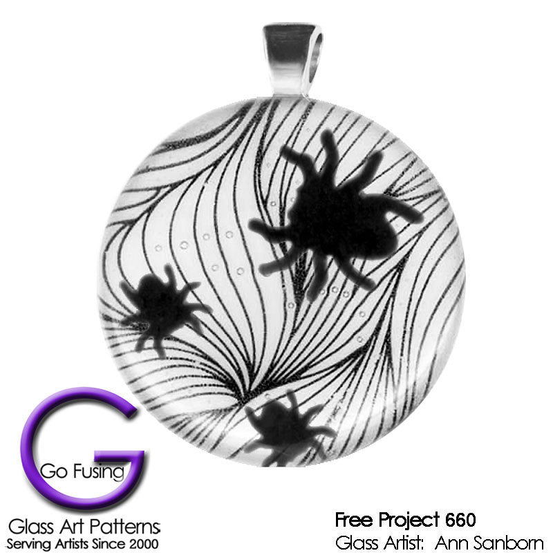 Free Fused Glass Spider Pendant Project, great for Halloween!