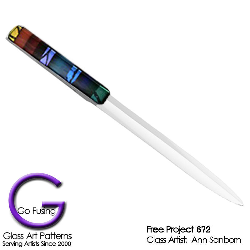 Letter Opener with Fused Dichroic Glass Embellishment
