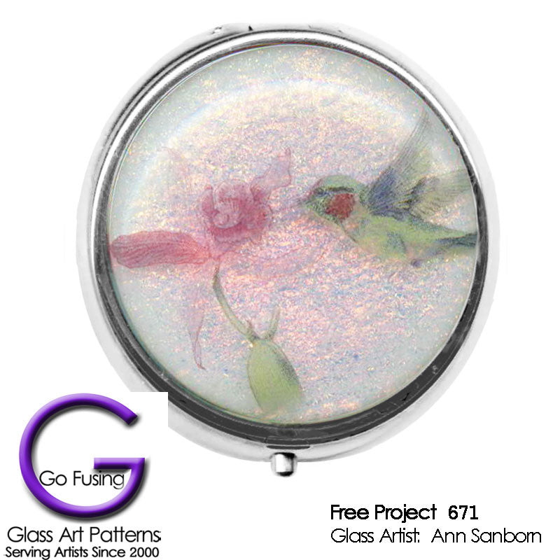 Hummingbird Pill Box Free Glass Project 671 by Glass Artist Ann Sanborn