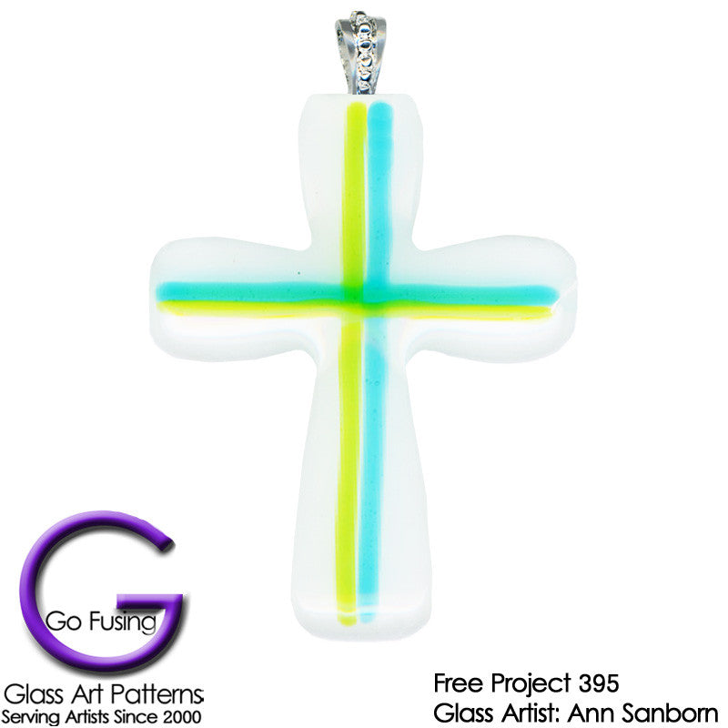 Glass Project 395 Modern Cross Pendant using COE96 Precut Fusible Glass Shape Celtic Cross