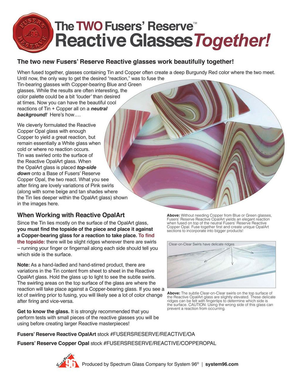 Reactive Copper with Vanilla Cream Opal Spectrum System 96®, Tip Sheet 1 of 3
