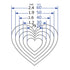 COE96 Glass Shape Heart Traditional Wafer Pre-Cut Measurements in inches and mm